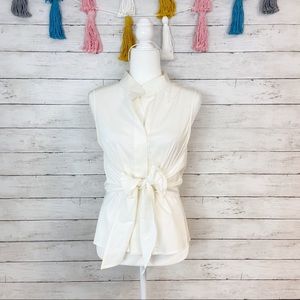Carlisle Cream Sleeveless Tie-Waist Blouse